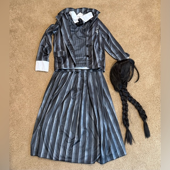 Official Wednesday Addams youth Large costume with braided wig! - Picture 1 of 3